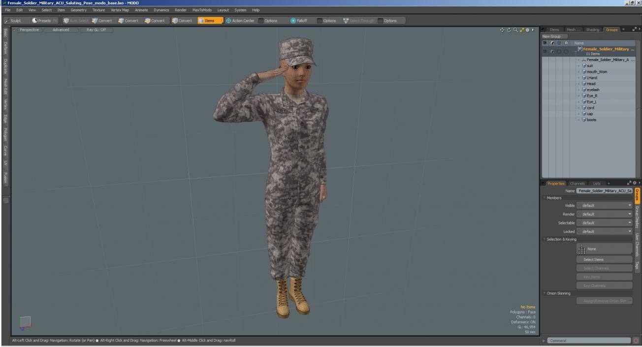 3D Female Soldier Military ACU Saluting Pose