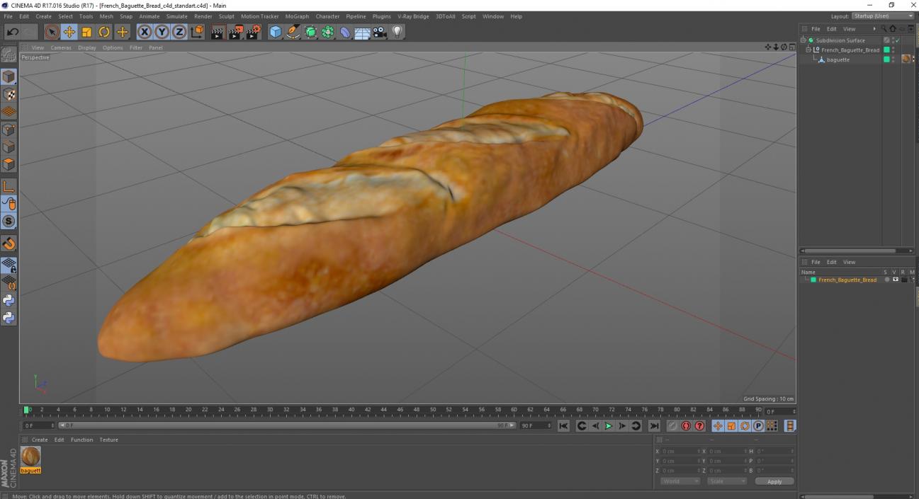 3D French Baguette Bread