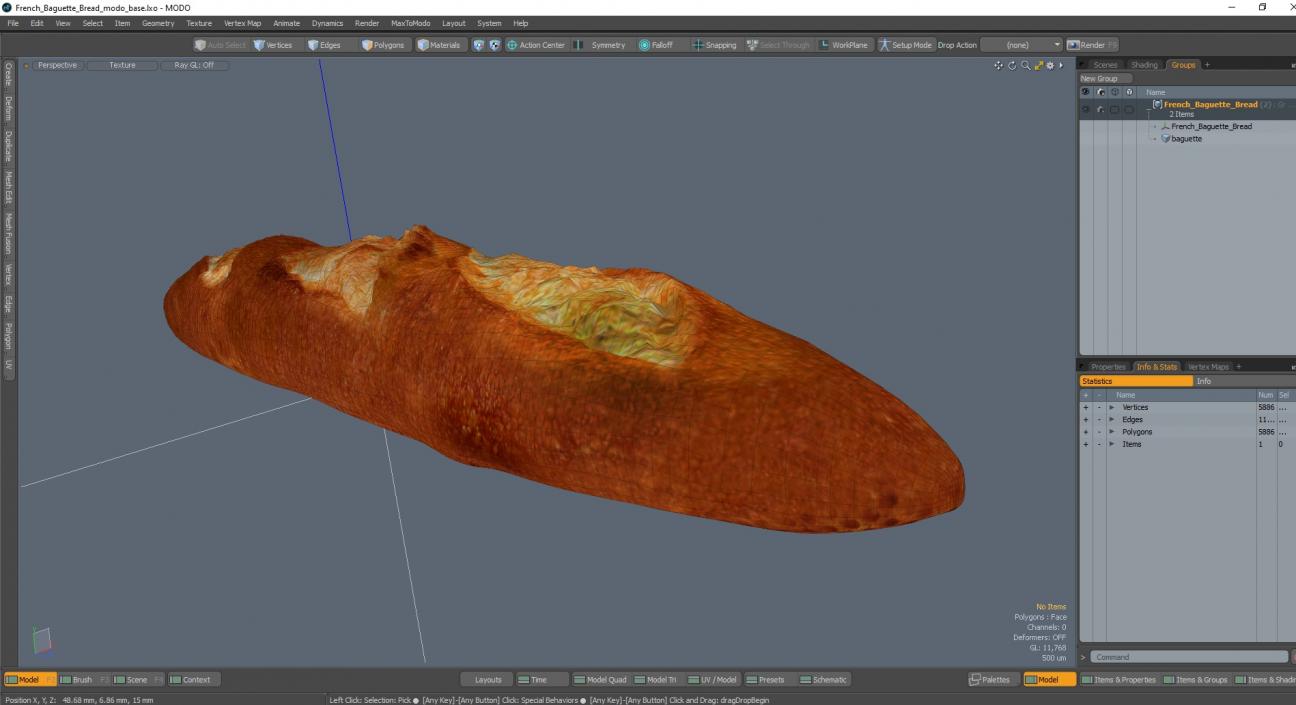 3D French Baguette Bread