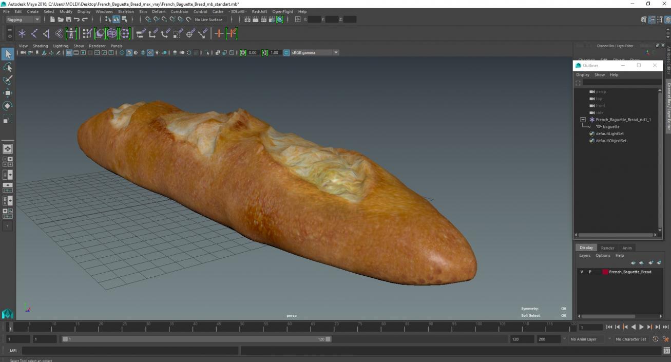 3D French Baguette Bread