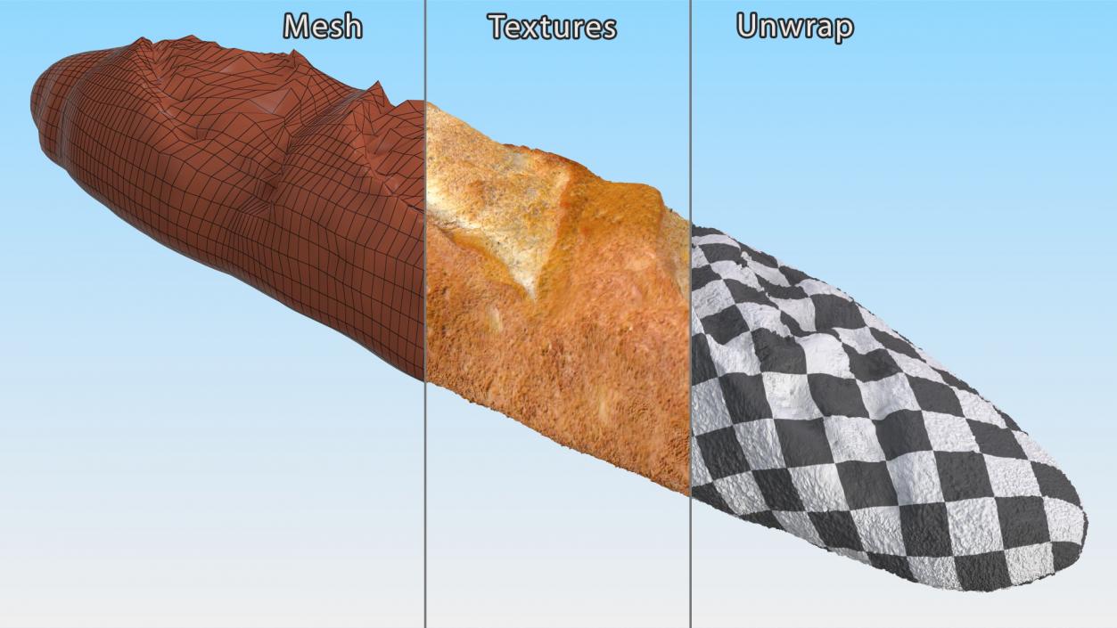 3D French Baguette Bread