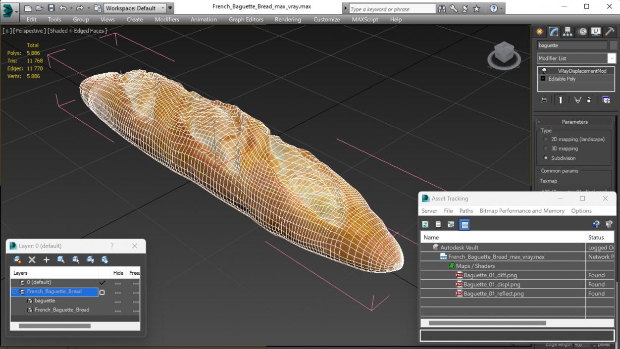 3D French Baguette Bread