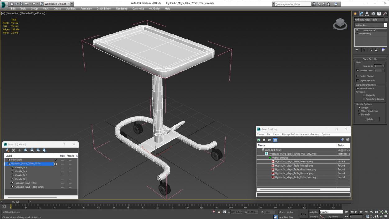 3D Hydraulic Mayo Table White