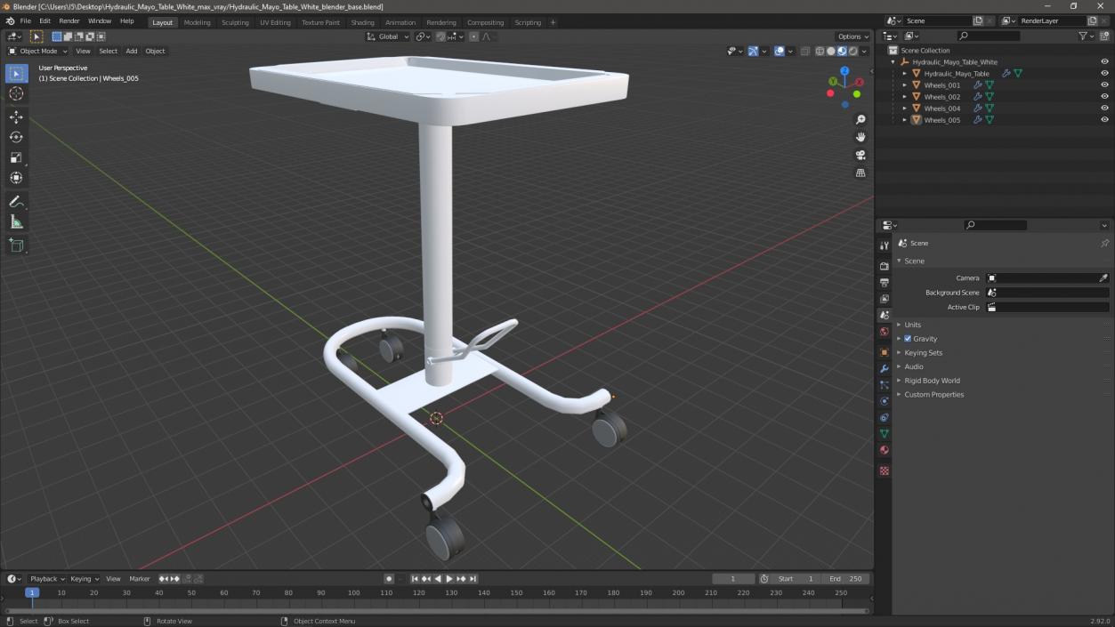 3D Hydraulic Mayo Table White