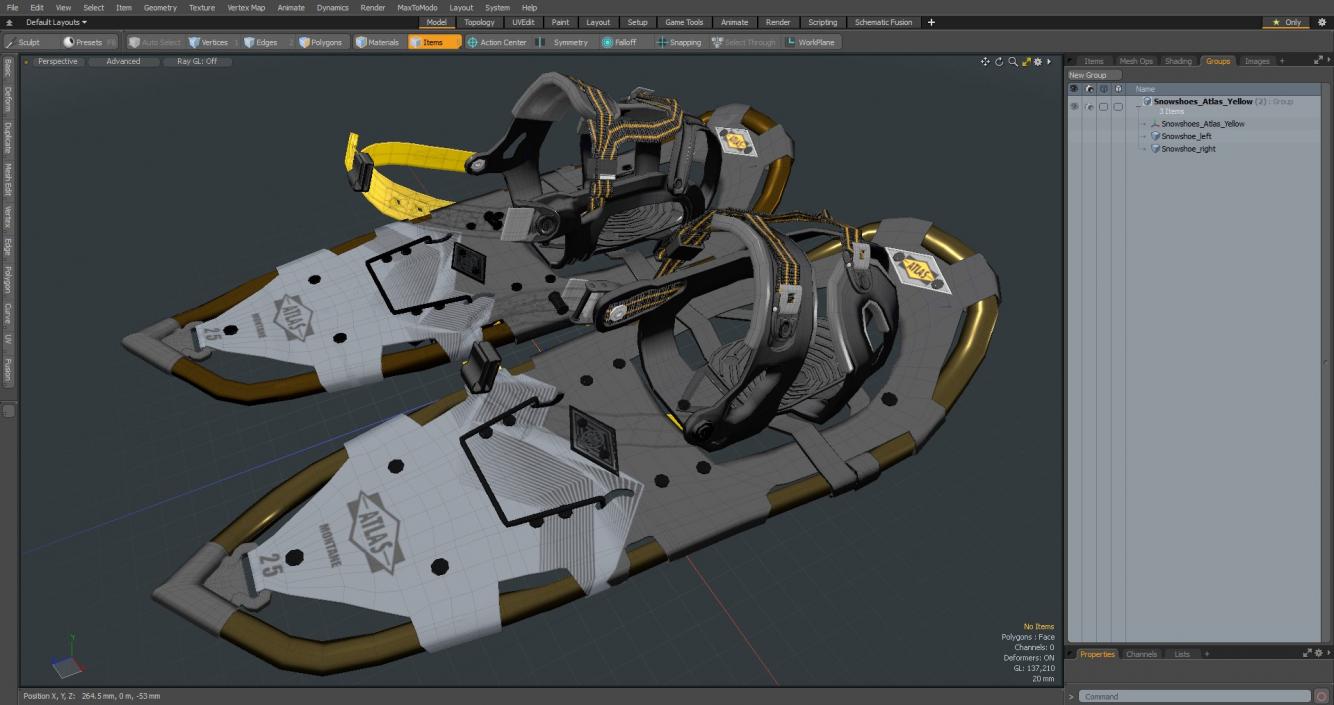 Snowshoes Atlas Yellow 3D