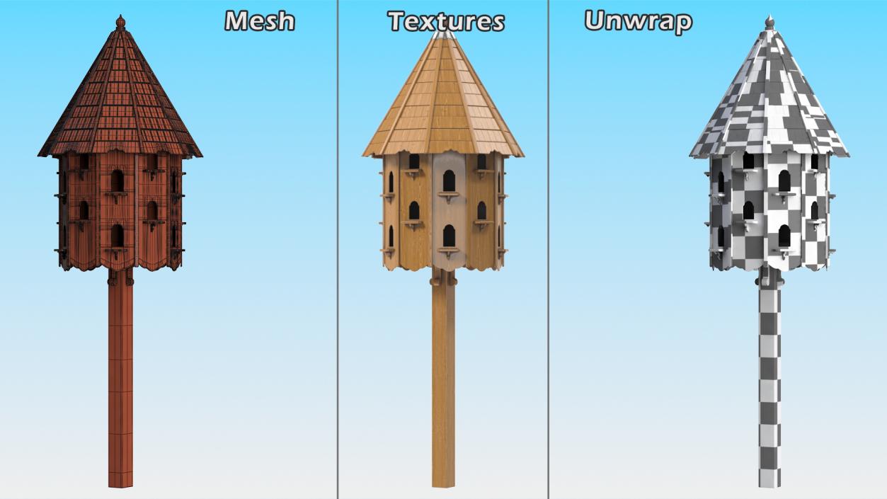 3D Large Wooden Dovecote for Twenty Nests model