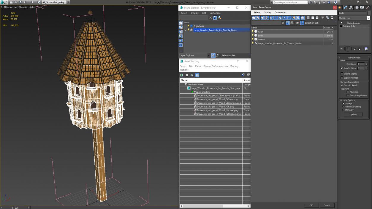 3D Large Wooden Dovecote for Twenty Nests model