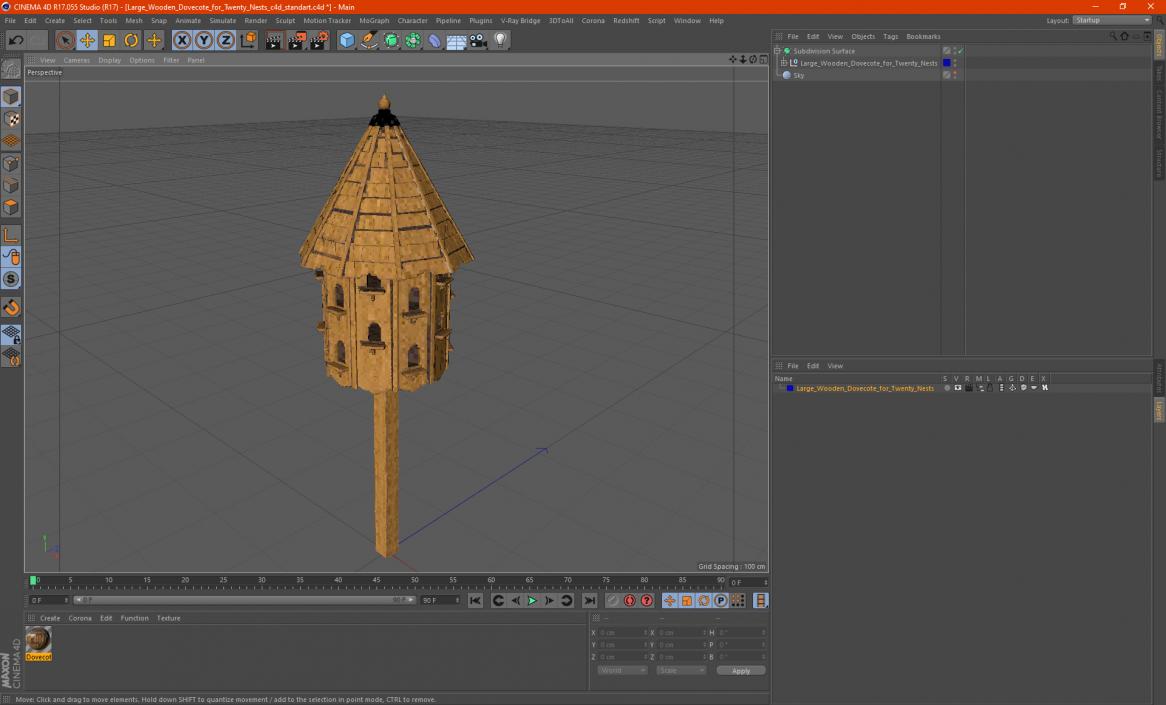 3D Large Wooden Dovecote for Twenty Nests model