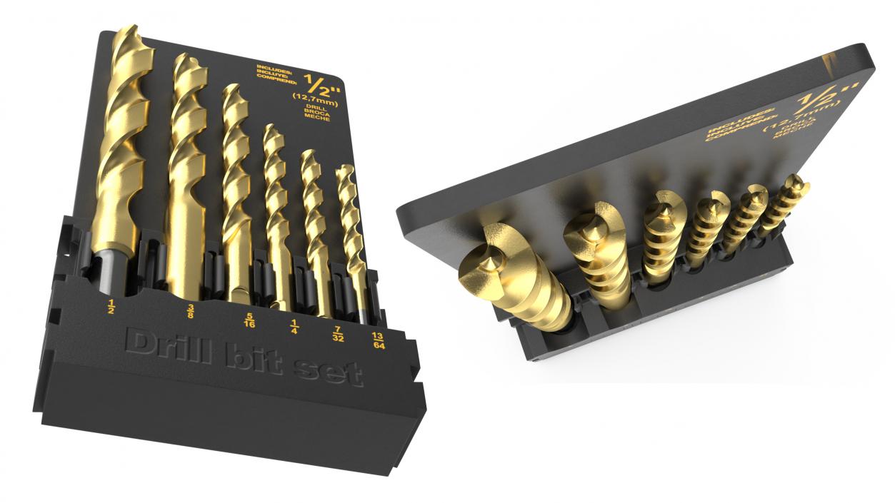 Titanium Nitride Pilot Point Drill Bit Set 3D