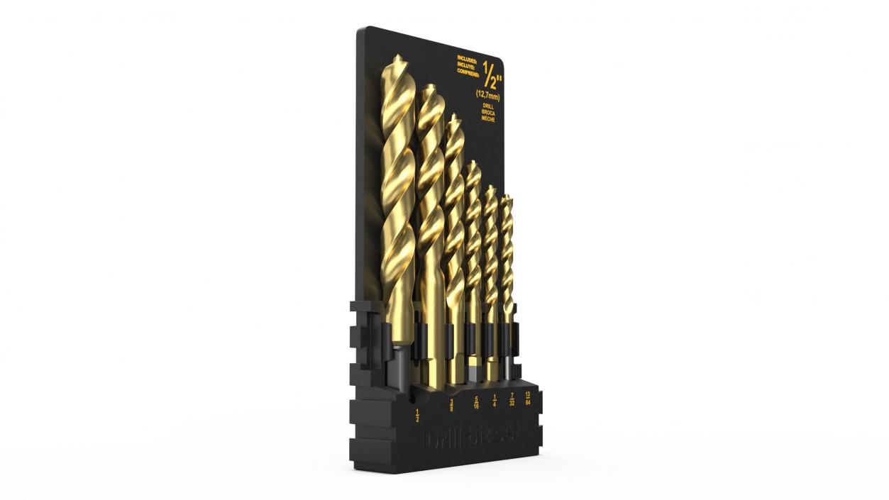 Titanium Nitride Pilot Point Drill Bit Set 3D