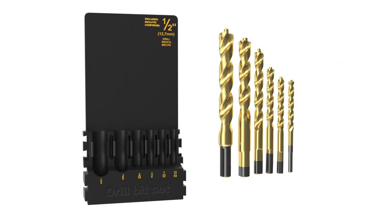 Titanium Nitride Pilot Point Drill Bit Set 3D