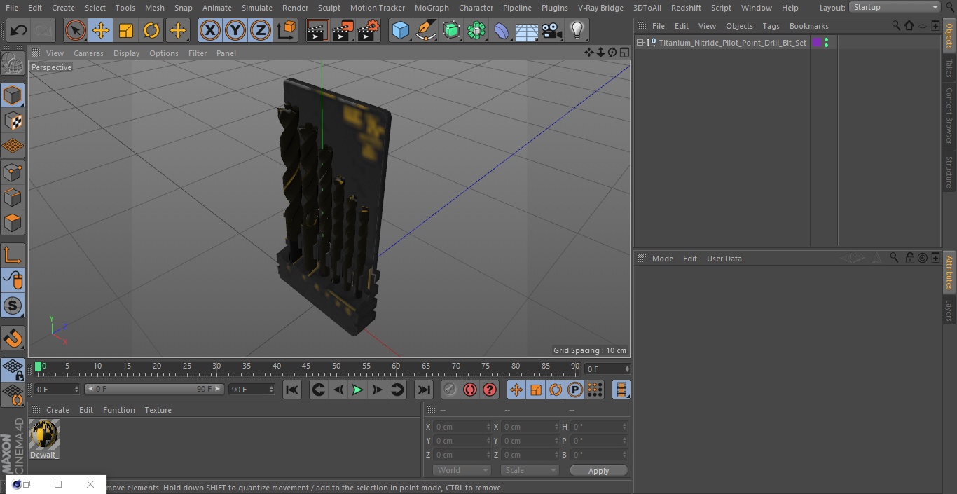 Titanium Nitride Pilot Point Drill Bit Set 3D