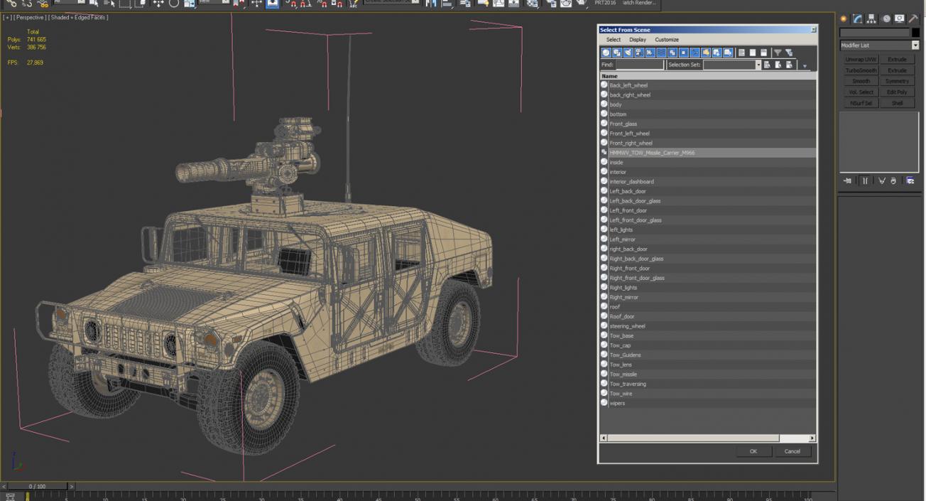 HMMWV TOW Missile Carrier M966 Desert 3D