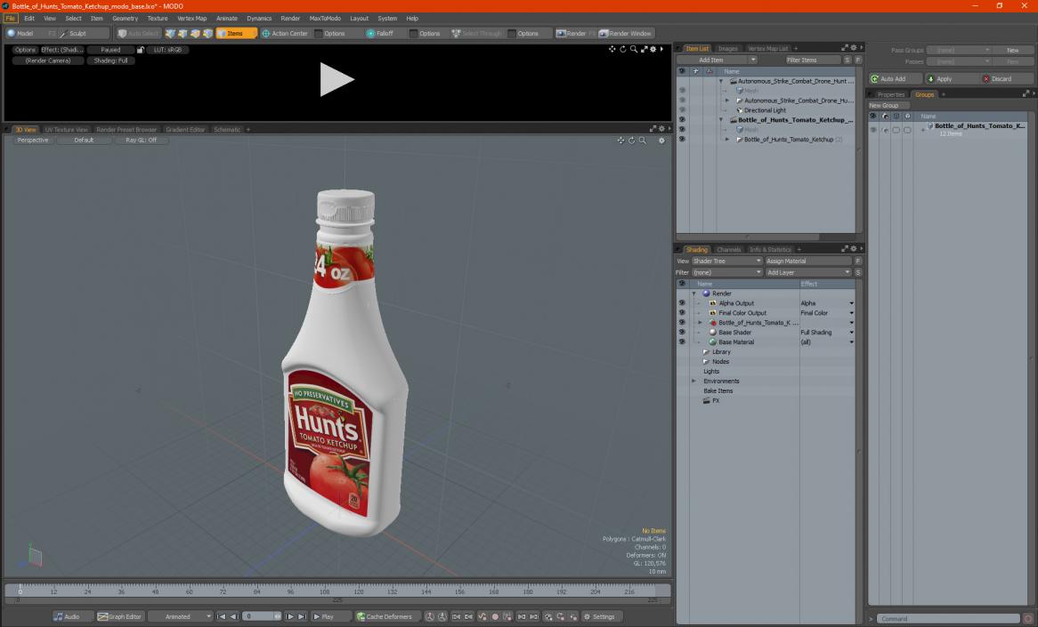 3D model Bottle of Hunts Tomato Ketchup