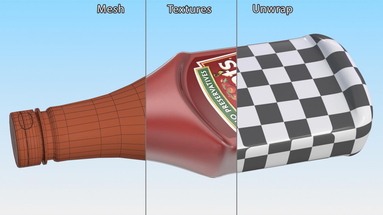 3D model Bottle of Hunts Tomato Ketchup