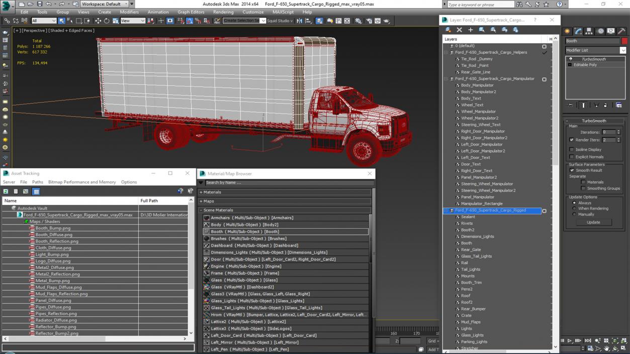 Ford F-650 Supertrack Cargo Rigged 3D model