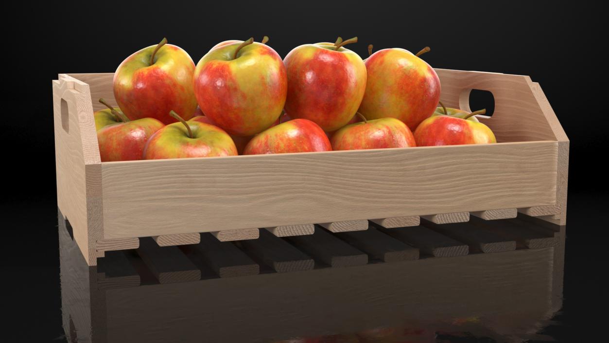 Beech Wood Rack With Apples 3D