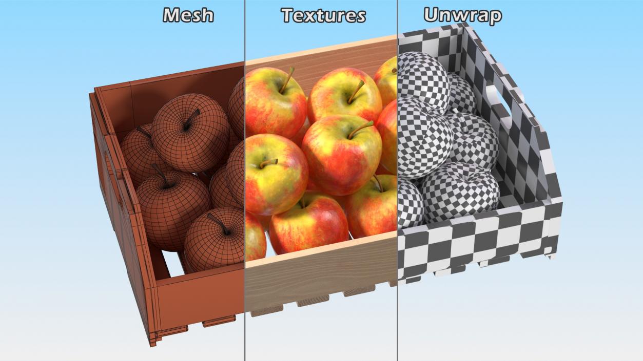 Beech Wood Rack With Apples 3D