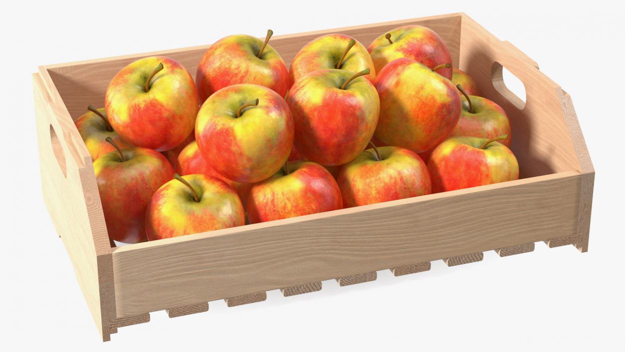 Beech Wood Rack With Apples 3D