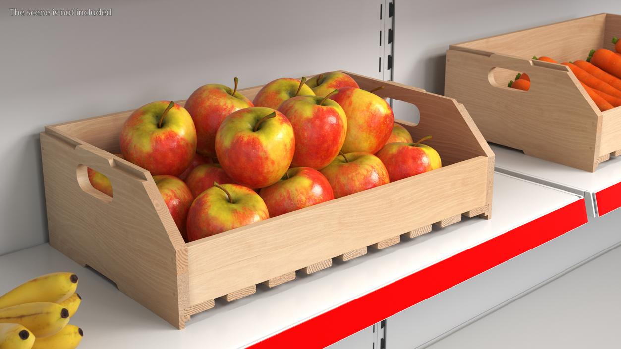 Beech Wood Rack With Apples 3D