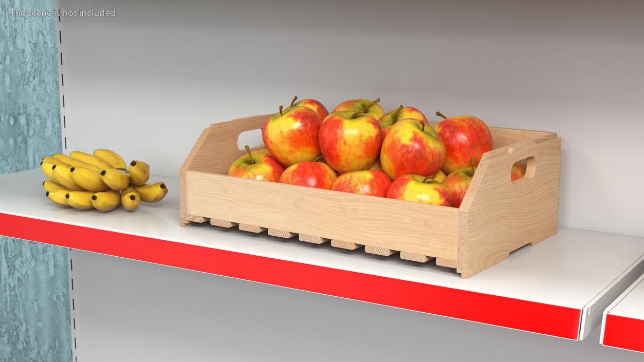 Beech Wood Rack With Apples 3D