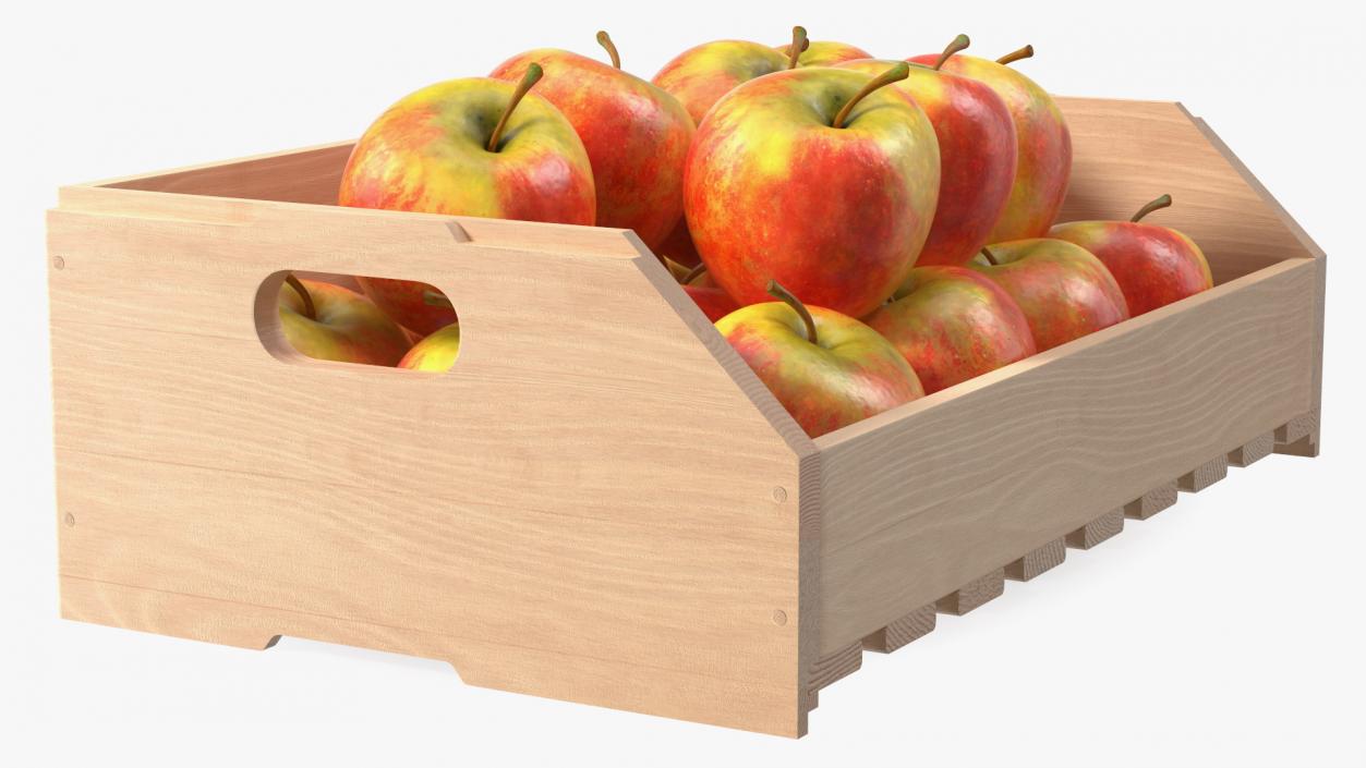 Beech Wood Rack With Apples 3D