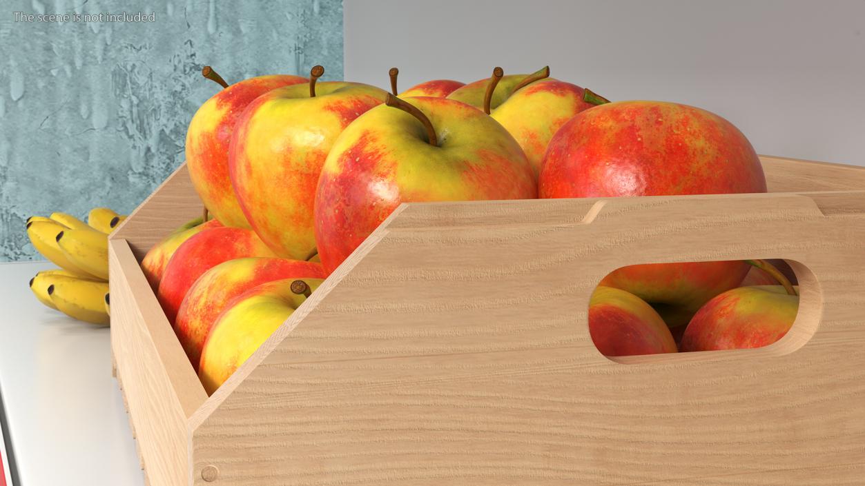 Beech Wood Rack With Apples 3D