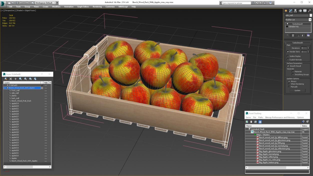 Beech Wood Rack With Apples 3D