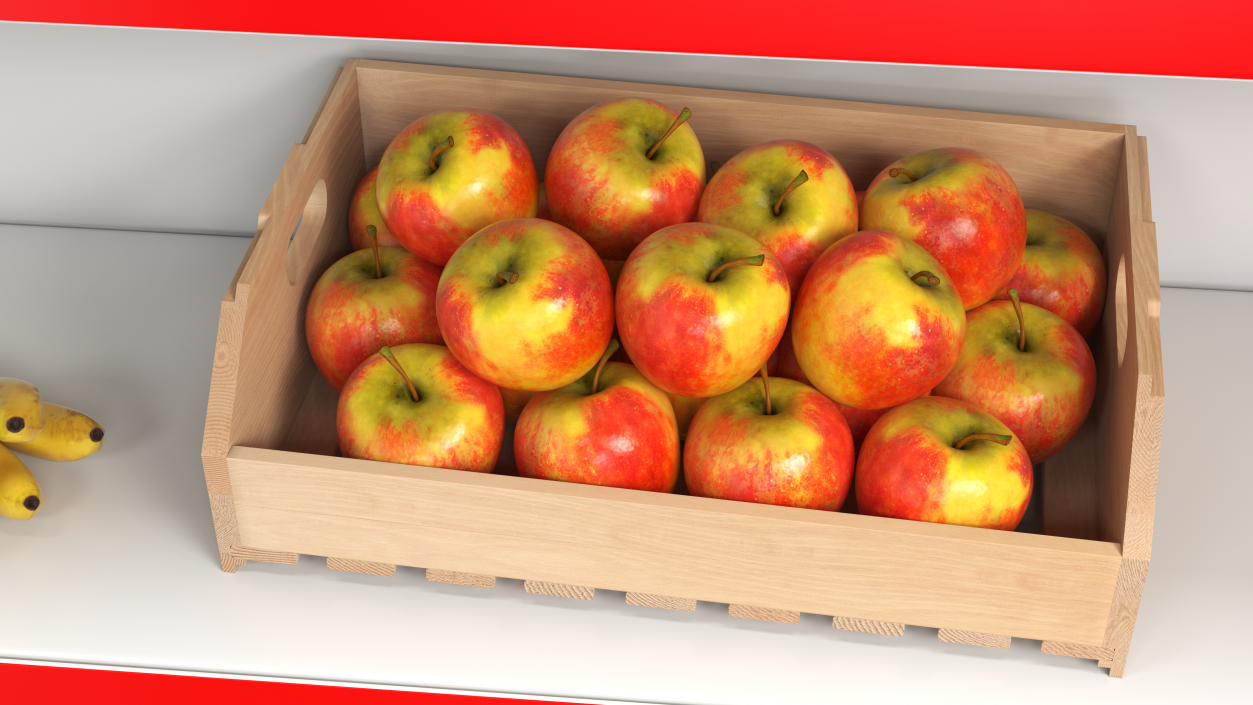 Beech Wood Rack With Apples 3D