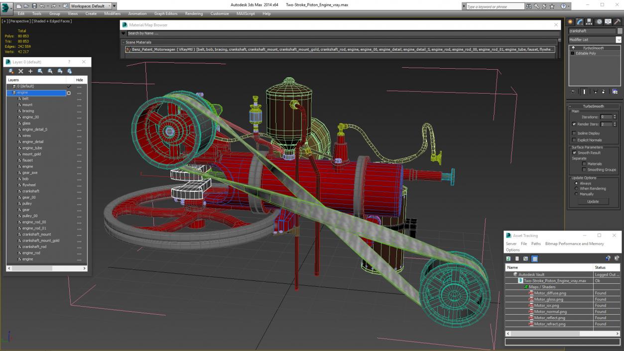 Two-Stroke Piston Engine 3D model