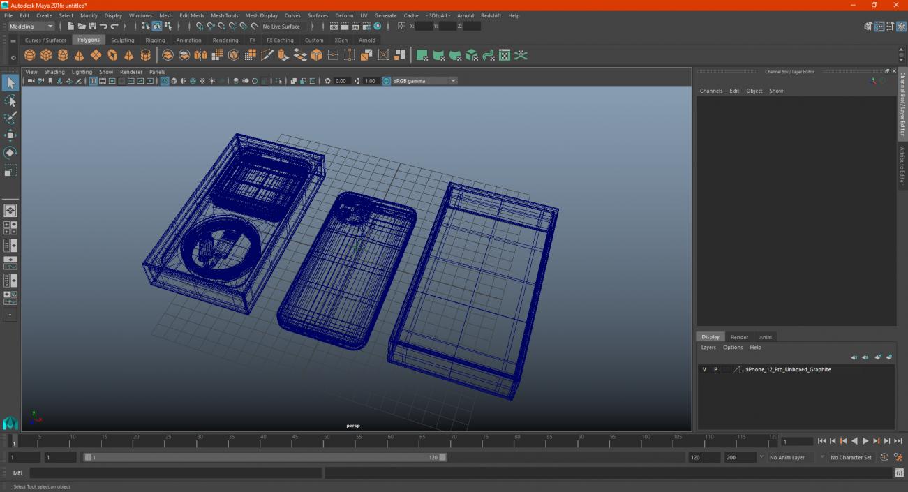 3D model iPhone 12 Pro Unboxed Graphite