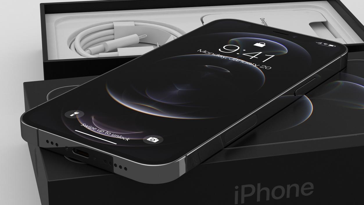 3D model iPhone 12 Pro Unboxed Graphite