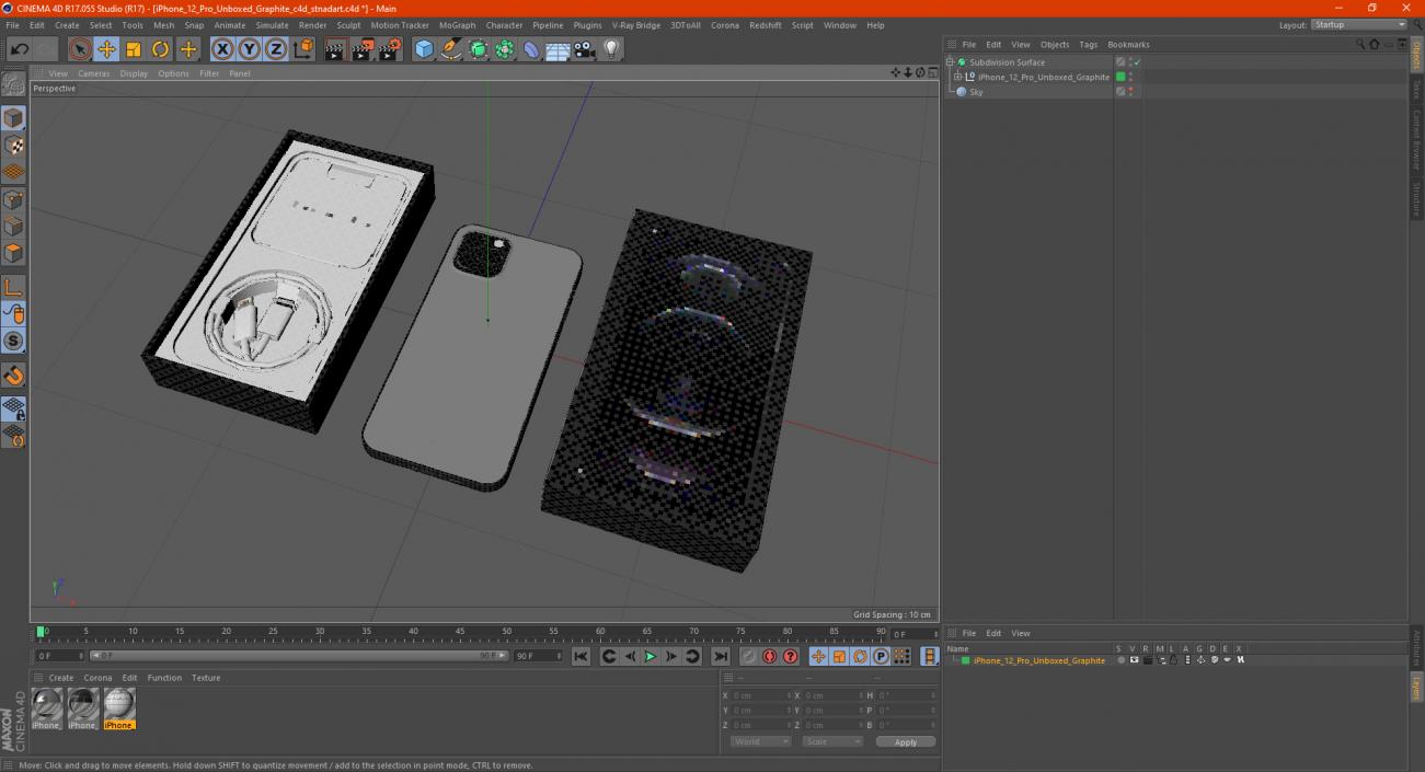 3D model iPhone 12 Pro Unboxed Graphite