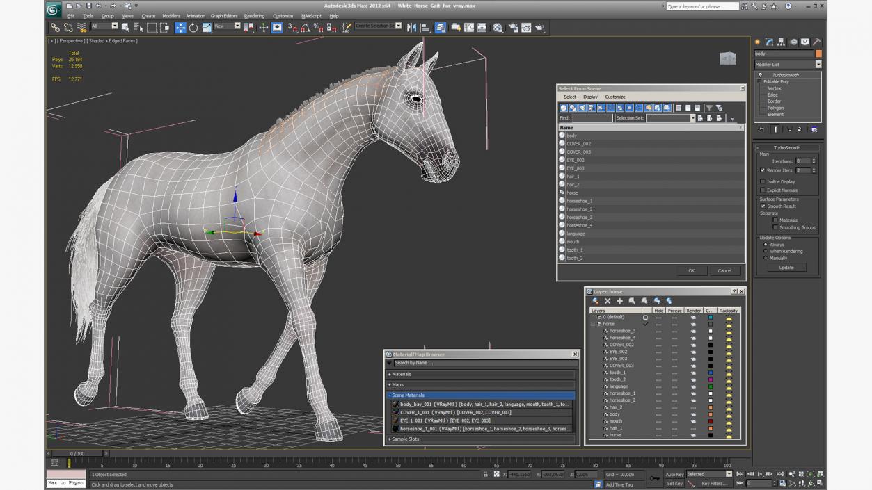 3D model White Horse Gait Fur