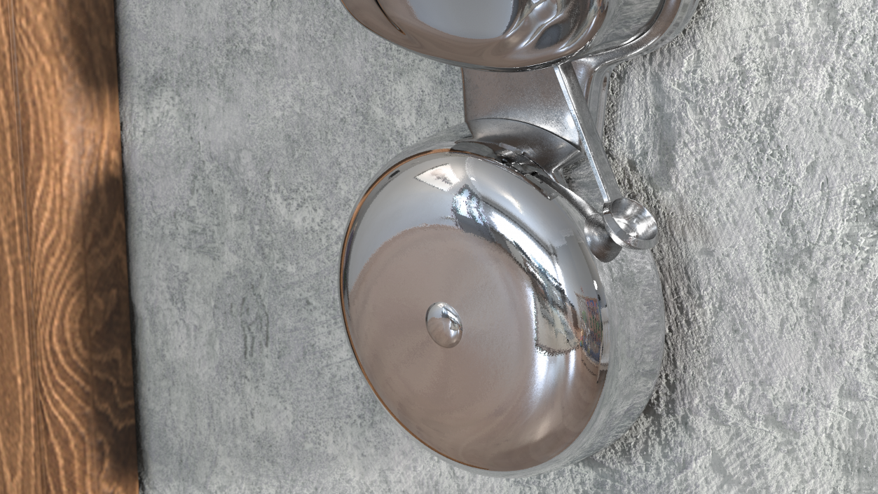 Wall Mounted Chrome Striker Bell 3D