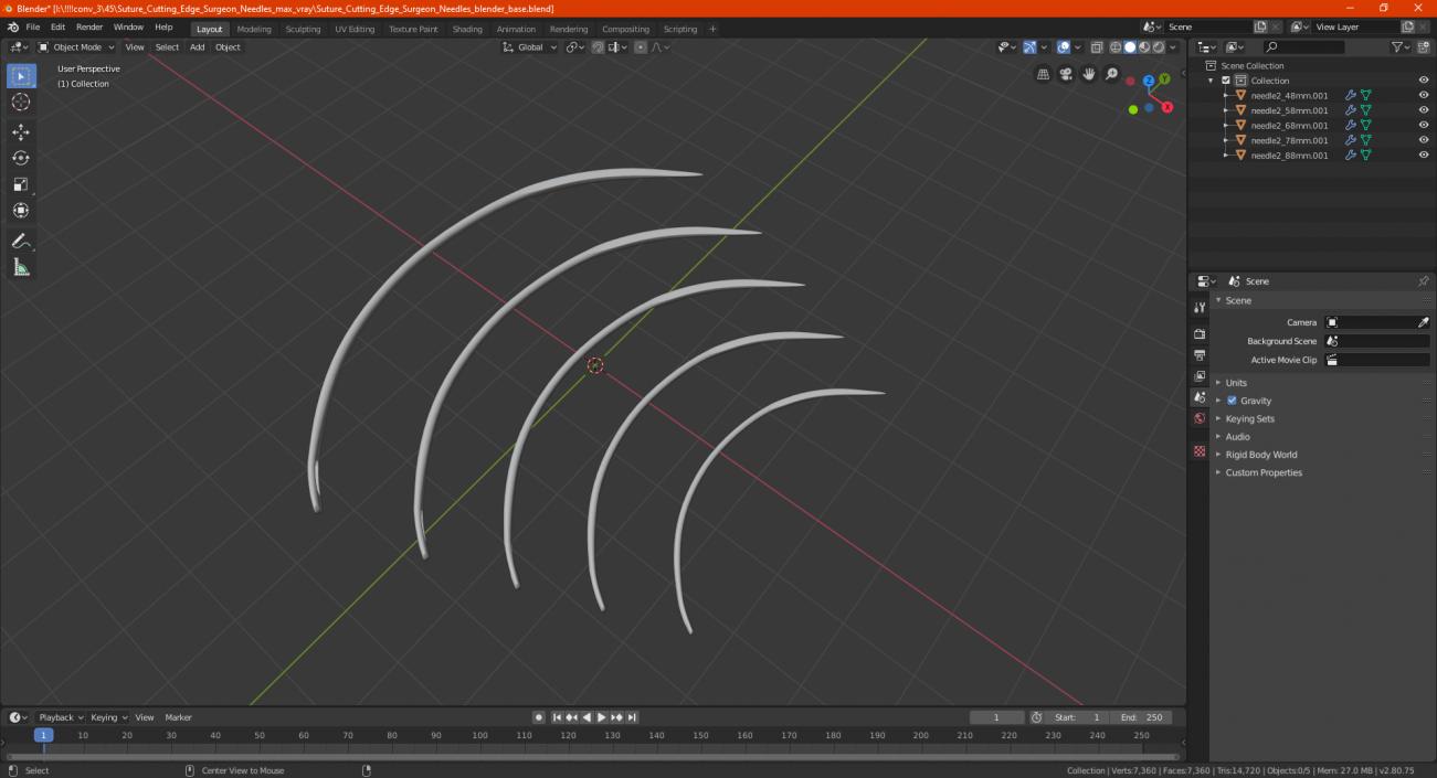 3D model Suture Cutting Edge Surgeon Needles