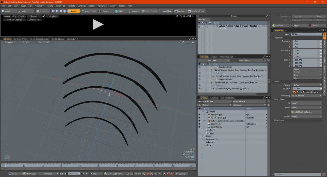 3D model Suture Cutting Edge Surgeon Needles