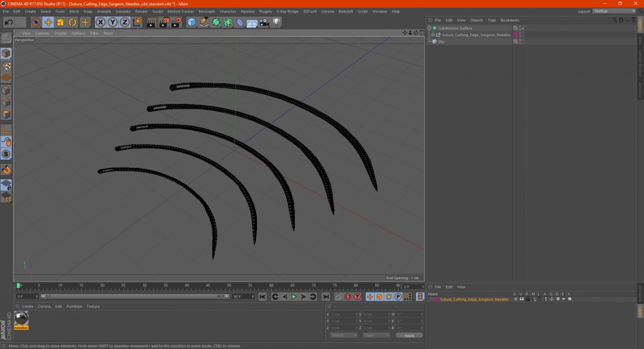 3D model Suture Cutting Edge Surgeon Needles