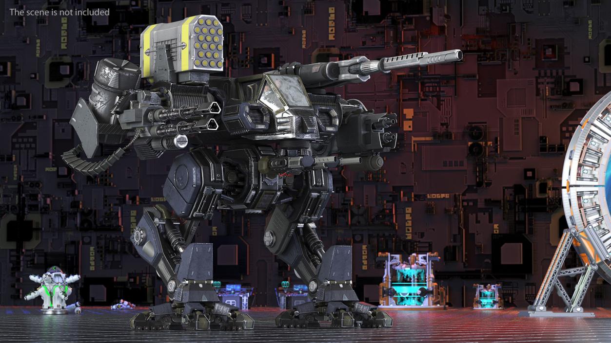 Giant Walking War Machine Rigged 3D