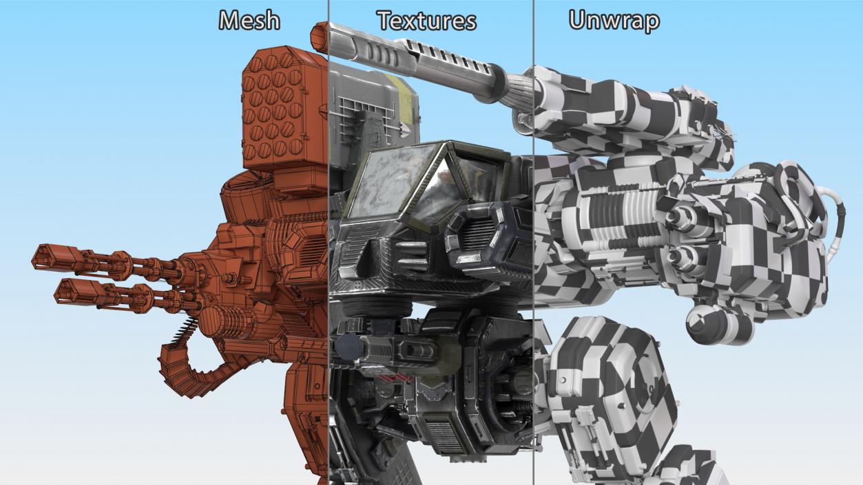 Giant Walking War Machine Rigged 3D