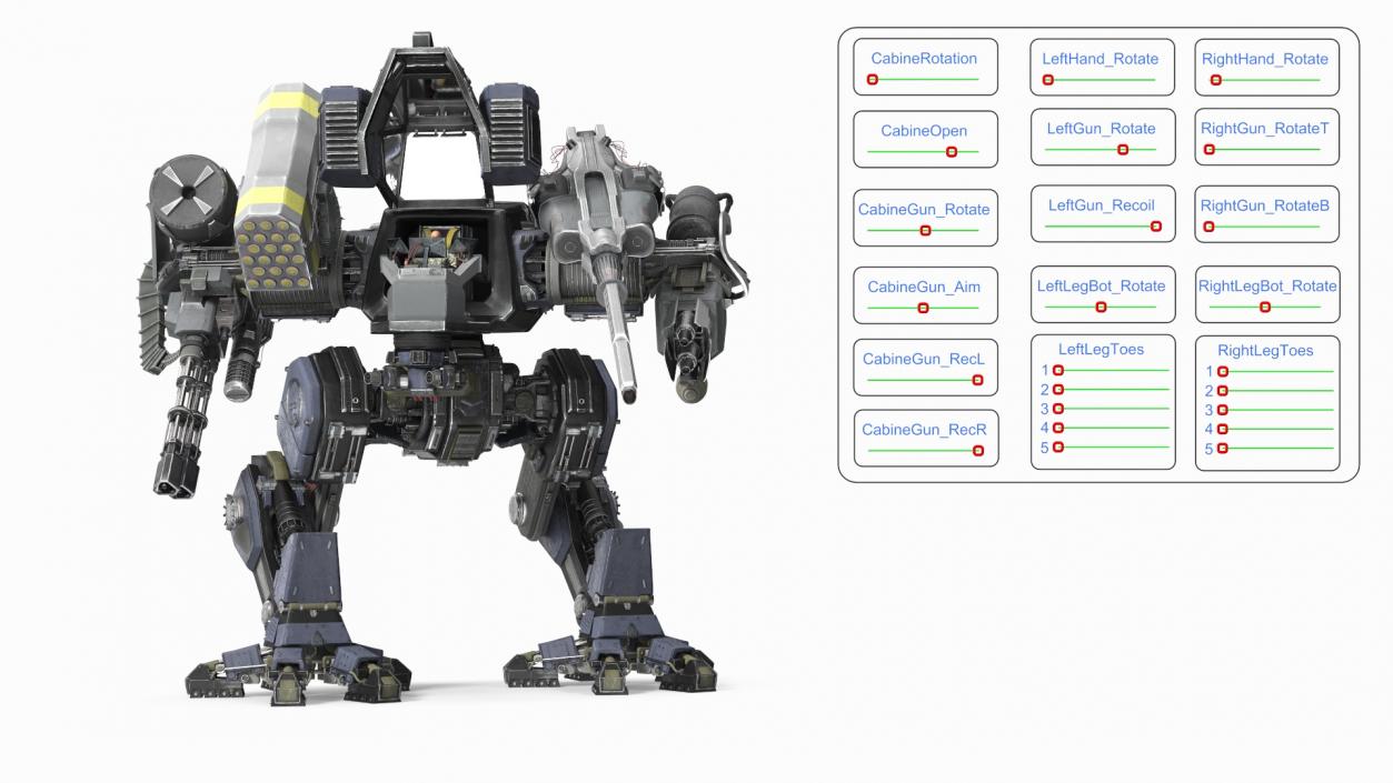 Giant Walking War Machine Rigged 3D