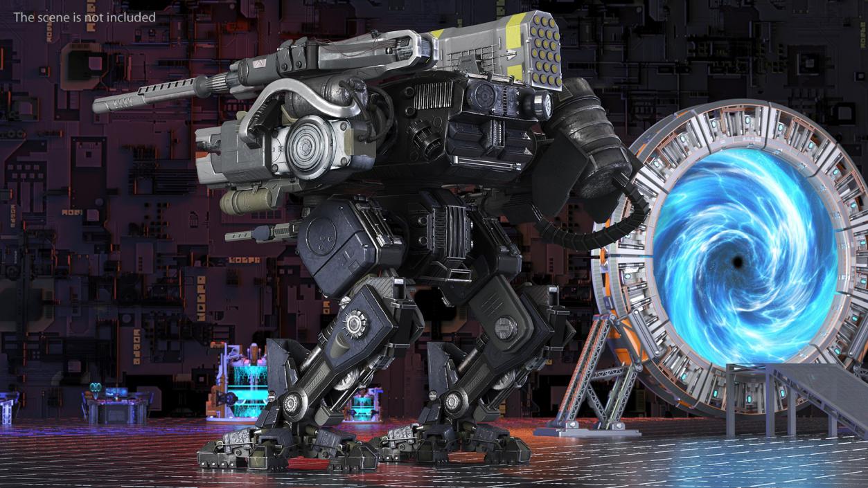 Giant Walking War Machine Rigged 3D