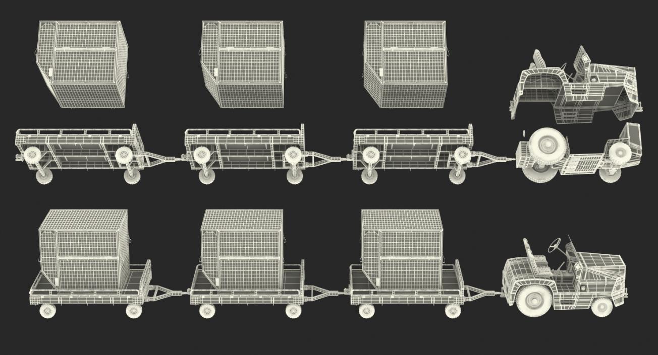 3D model Airport Tug Clark CT30 Carrying Passengers Luggage