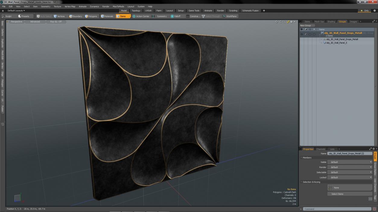 Wall Panel Drops Metal 3D