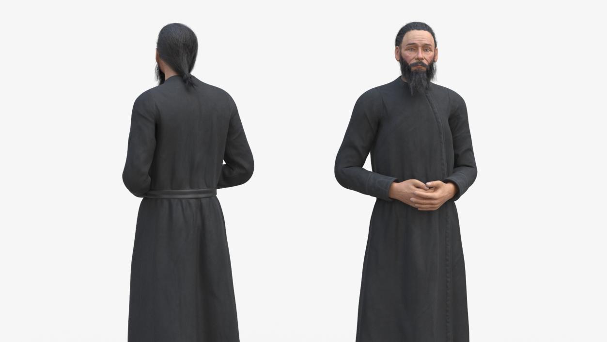 3D Monk of Orthodox Church Wearing Cassock Standing model