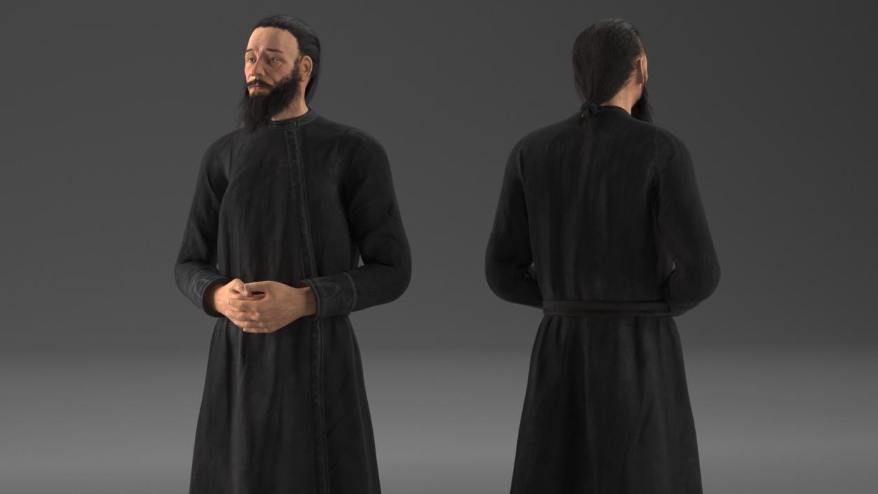 3D Monk of Orthodox Church Wearing Cassock Standing model