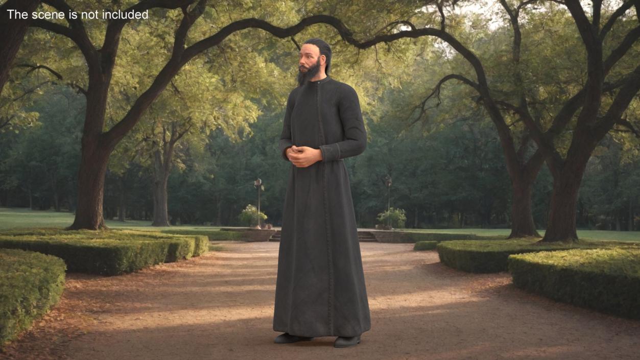 3D Monk of Orthodox Church Wearing Cassock Standing model