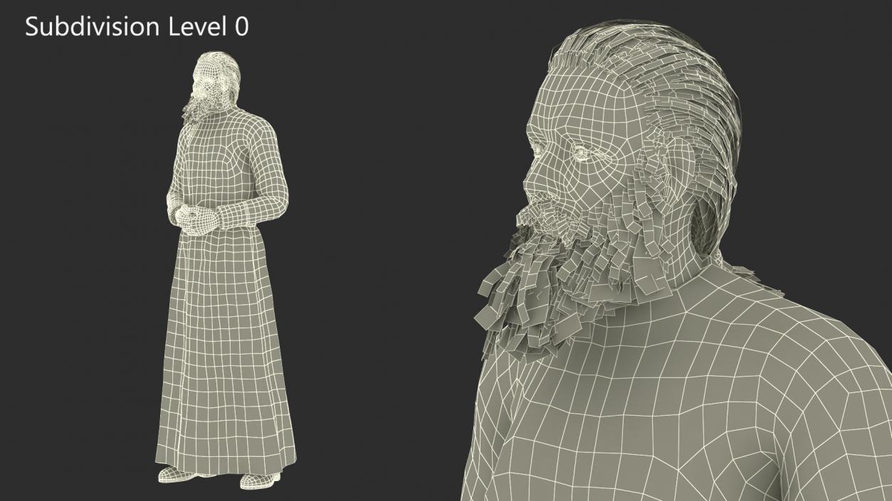 3D Monk of Orthodox Church Wearing Cassock Standing model