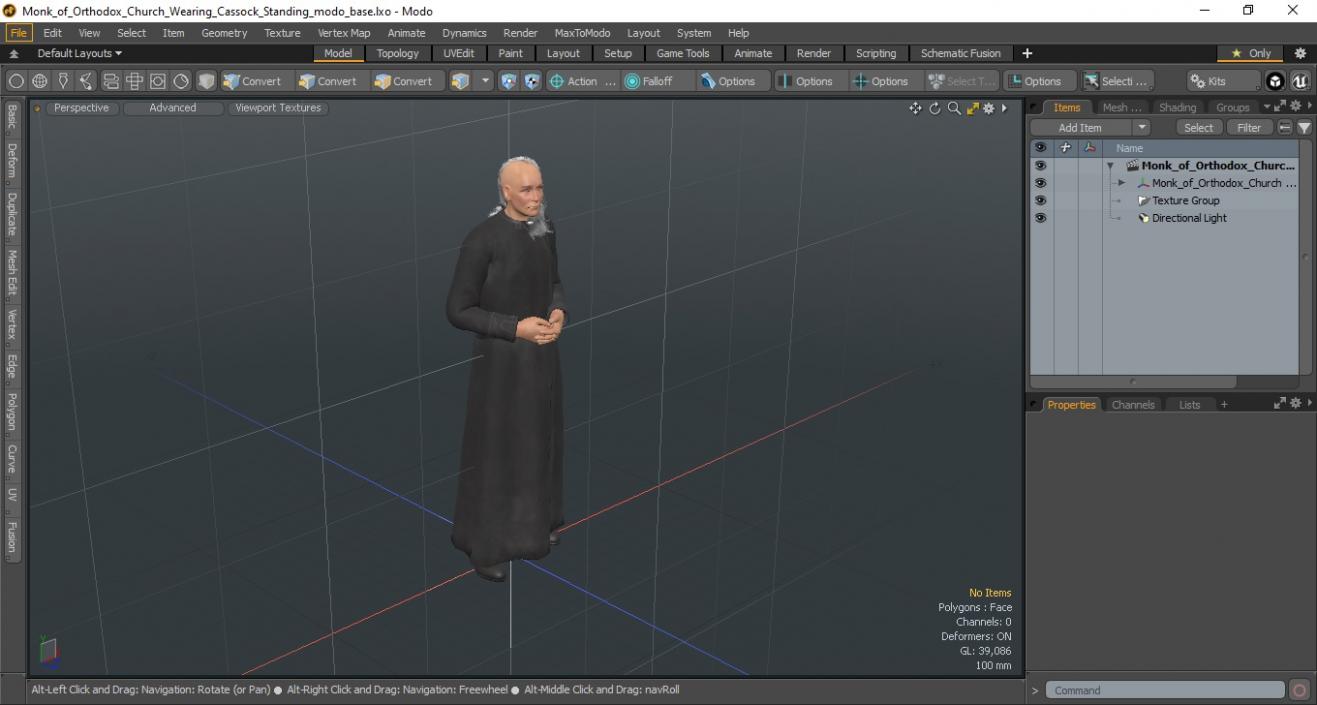 3D Monk of Orthodox Church Wearing Cassock Standing model