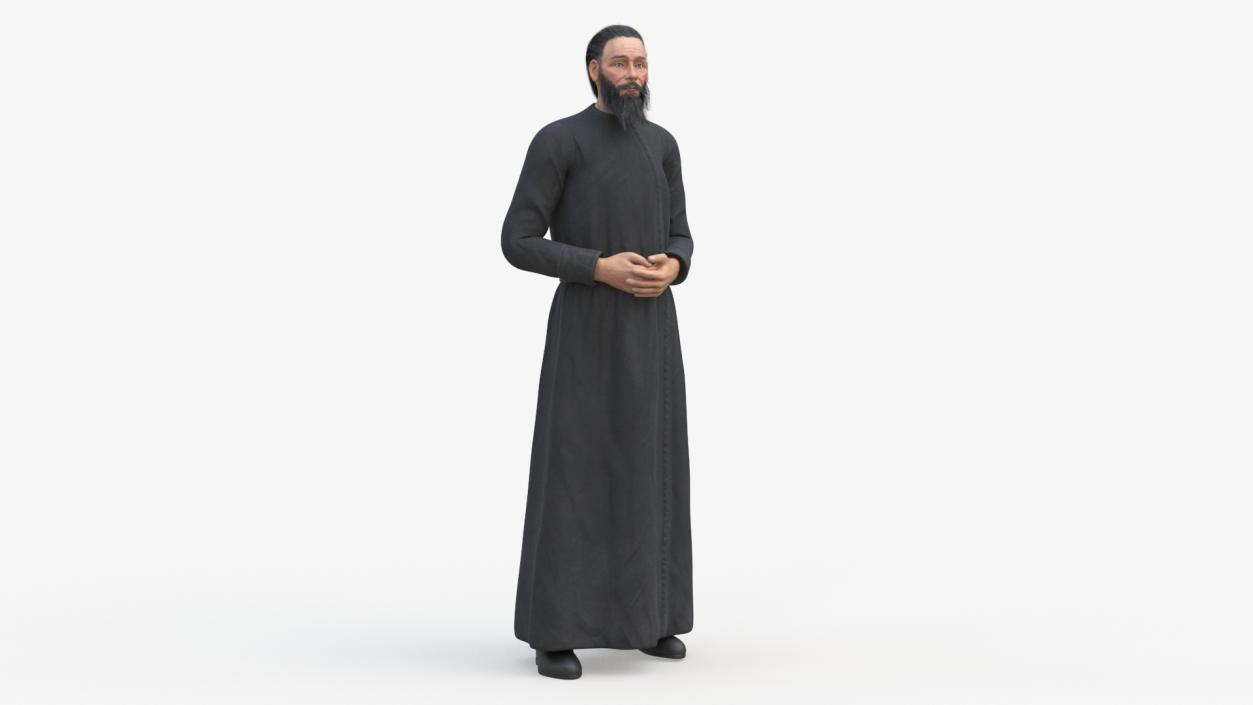 3D Monk of Orthodox Church Wearing Cassock Standing model